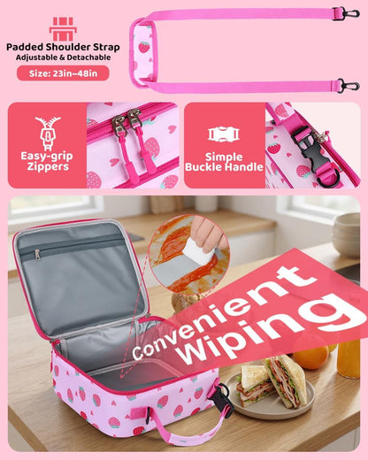Kids Lunch Box for Girls, Kids Insulated Lunch Bag with Strap