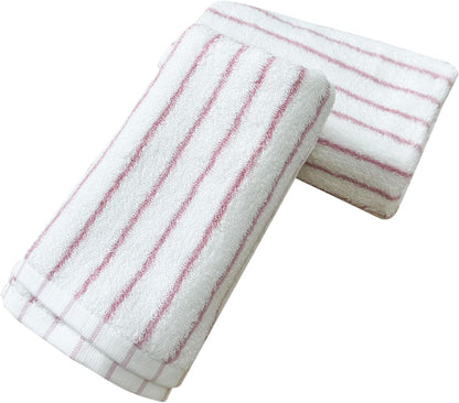 Pink Striped Hand Towels 100% Cotton Soft Clean Hand Towel for Bathroom Kitchen Sports Cute Pink White Stripes Hand Towel 2 Pack, 14 x 30 Inch