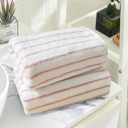 Pink Striped Hand Towels 100% Cotton Soft Clean Hand Towel for Bathroom Kitchen Sports Cute Pink White Stripes Hand Towel 2 Pack, 14 x 30 Inch