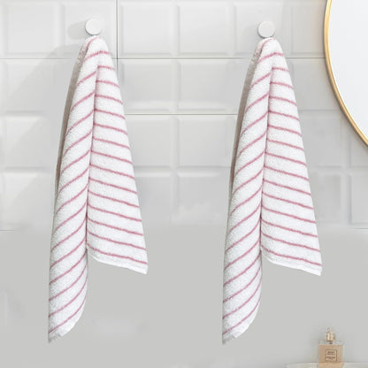Pink Striped Hand Towels 100% Cotton Soft Clean Hand Towel for Bathroom Kitchen Sports Cute Pink White Stripes Hand Towel 2 Pack, 14 x 30 Inch