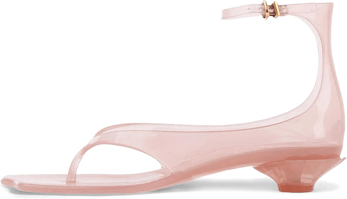 Jelly Heels Sandals Flip Flop Jelly Kitten Heel Thong Summer Shoes