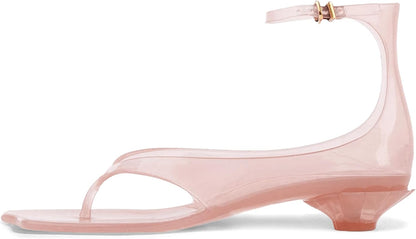 Jelly Heels Sandals Flip Flop Jelly Kitten Heel Thong Summer Shoes