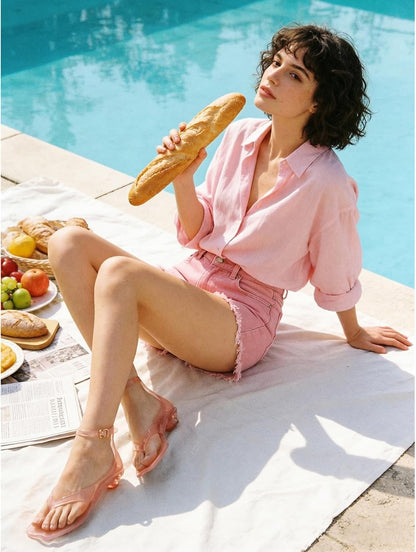 Jelly Heels Sandals Flip Flop Jelly Kitten Heel Thong Summer Shoes