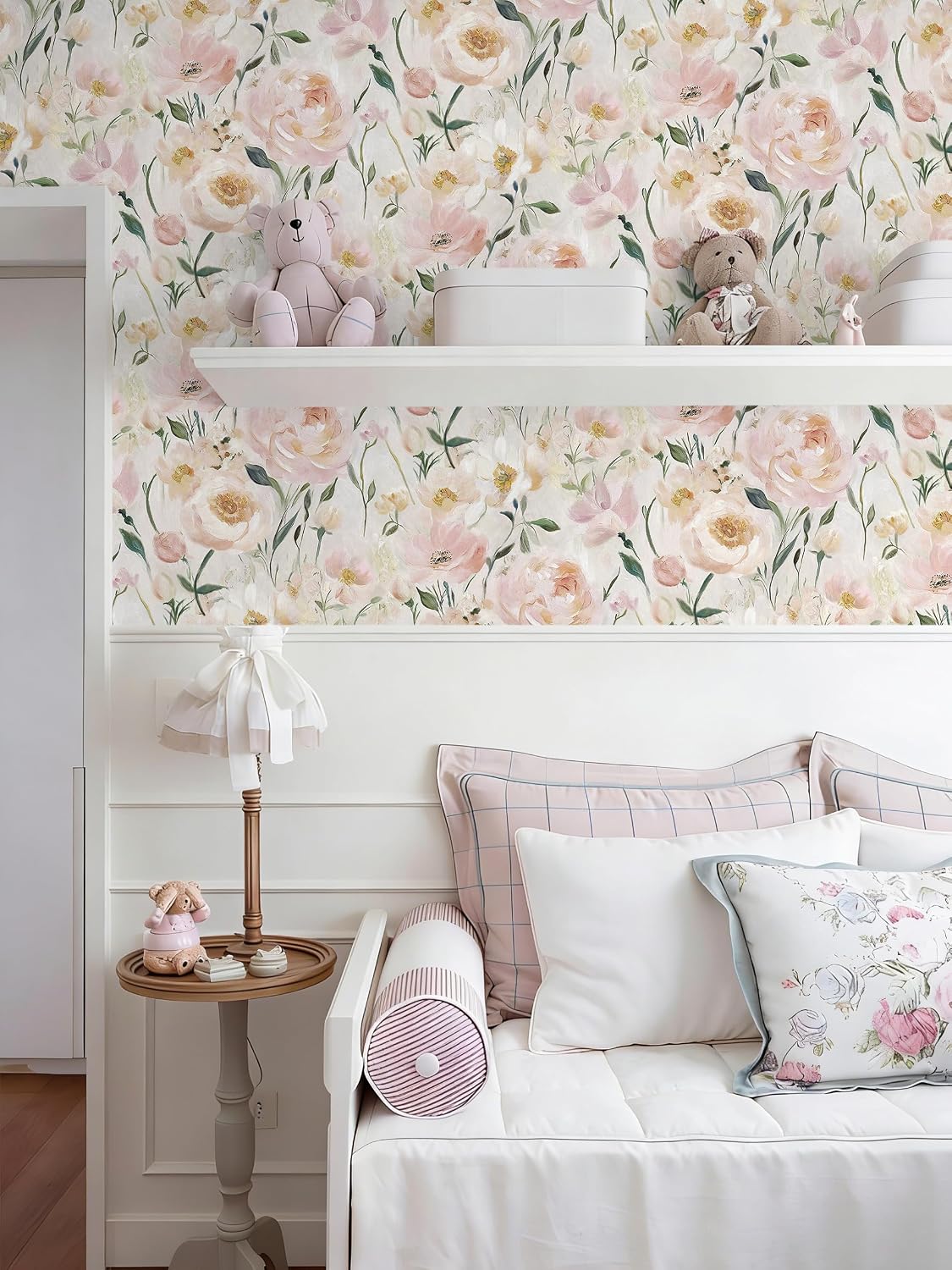 Heroad Floral Wallpaper Pink Flower Peel and Stick Wallpaper Peony Contact Paper Removable Self Adhesive Wall Paper for Bedroom Cabinets Bathroom Girl Nursery Living Room Vinyl Rolls 17.3''x 78.7''