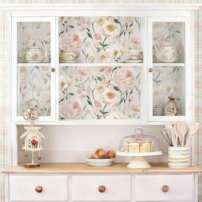 Heroad Floral Wallpaper Pink Flower Peel and Stick Wallpaper Peony Contact Paper Removable Self Adhesive Wall Paper for Bedroom Cabinets Bathroom Girl Nursery Living Room Vinyl Rolls 17.3''x 78.7''