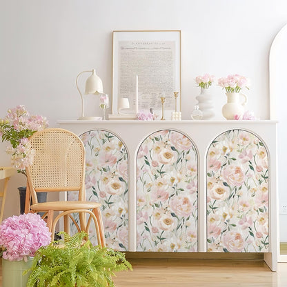 Heroad Floral Wallpaper Pink Flower Peel and Stick Wallpaper Peony Contact Paper Removable Self Adhesive Wall Paper for Bedroom Cabinets Bathroom Girl Nursery Living Room Vinyl Rolls 17.3''x 78.7''