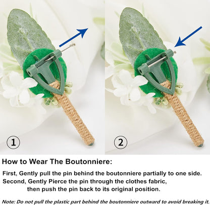 Pink Boutonnieres for Men 6Pcs Faux Silk Wedding Prom Groom