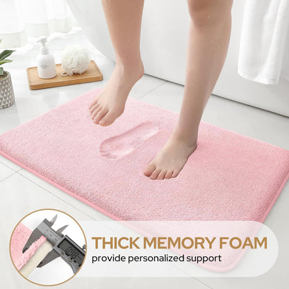 3 Piece Bathroom Rugs Set, Light Pink 17"x24"+20"x32"+20"x24"