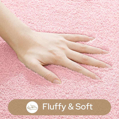 3 Piece Bathroom Rugs Set, Light Pink 17"x24"+20"x32"+20"x24"