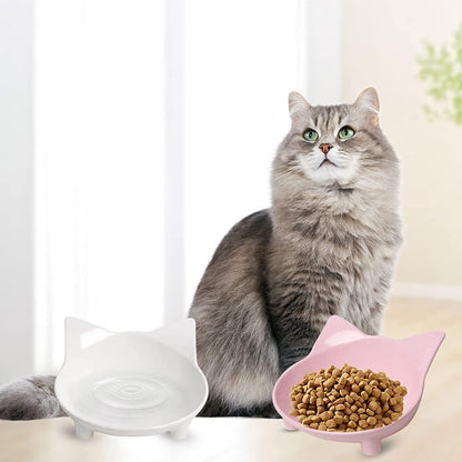 Cat Food & Water Bowls, Shallow Non-Slip Wide Cat Dishes for Whisker Relief