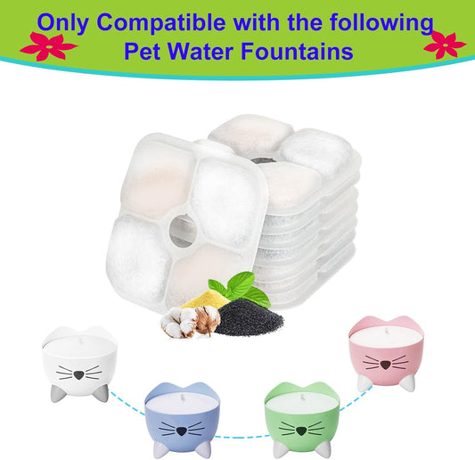 Cat Water Fountain Filter,Cat Fountain Filters Replacement for PIXI Pet Water Fountain,12 Pack Pet Fountain Filter Replacement,3 Pump Hoses
