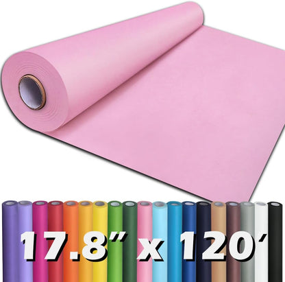 17.8" x 1,440" (120') Light Pink Kraft Paper Roll for Craft Bulletin Board Paper Art Table Covering Crafting Gift Wrapping Bouquet Packing Parcel 80GSM 55LB (Light Pink, 17.8" x 120')