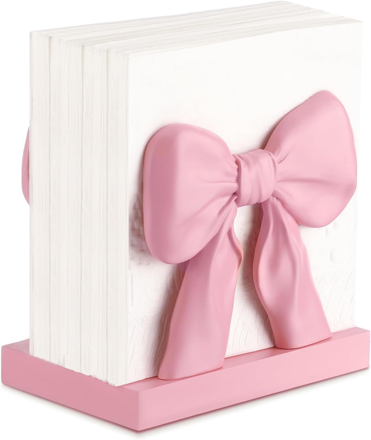 Pink Bow Napkin Holder Countertop 3D Coquette Kitchen Decor Cute Bow Napkin Dispenser for Home Dining Room Back to School Teacher Gift Bridal Shower Housewarming Gift for Women