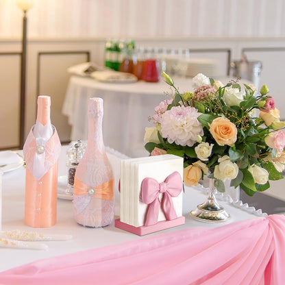 Pink Bow Napkin Holder Countertop 3D Coquette Kitchen Decor Cute Bow Napkin Dispenser for Home Dining Room Back to School Teacher Gift Bridal Shower Housewarming Gift for Women