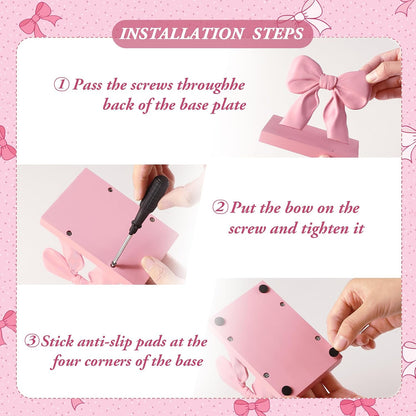Pink Bow Napkin Holder Countertop 3D Coquette Kitchen Decor Cute Bow Napkin Dispenser for Home Dining Room Back to School Teacher Gift Bridal Shower Housewarming Gift for Women