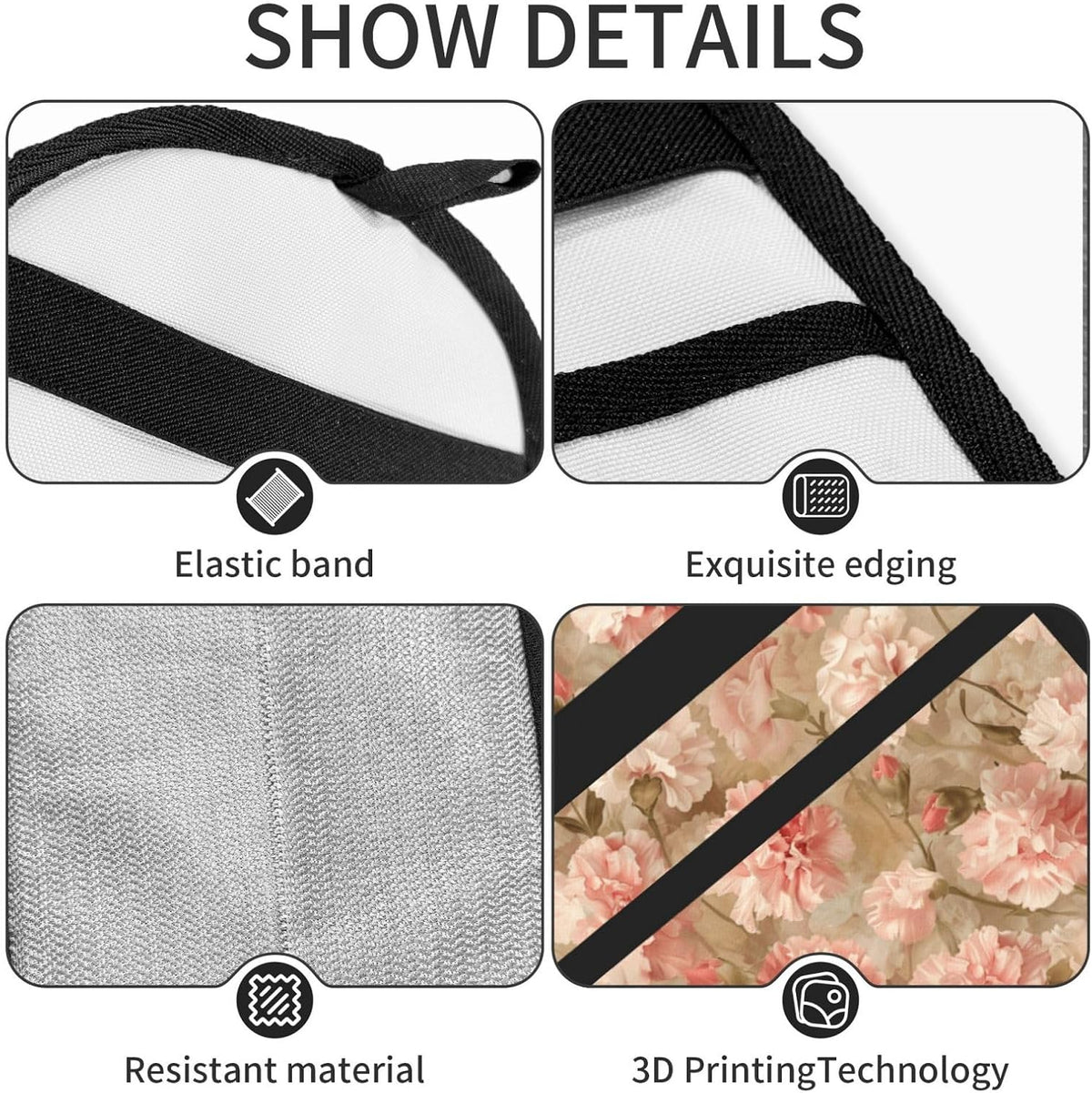 Pink Carnation Floral Pet Hair Removal Glove Dogs Hair Remover Glove Cats Fur Removal Tool with Hanging Loop for Couch 6.7X9.5 in