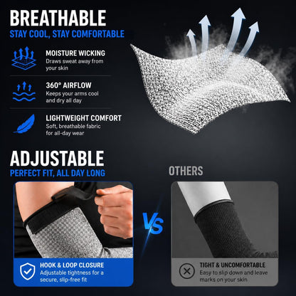 Cut Resistant Arm Sleeves for Men Women, ANSI A6 Arm Protectors for Thin Skin& Bruising for gardening Farming Yard