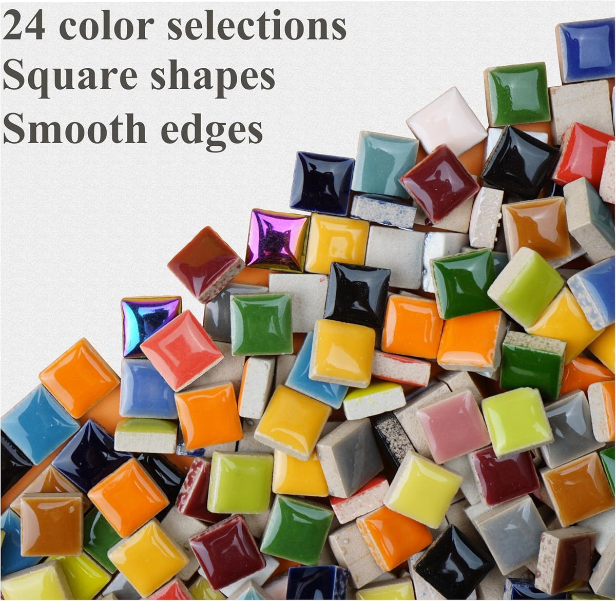 Square Mosaic Tiles for Crafts Bulk, 12mm Mini Ceramic Square Tiles for Mosaic - (300g/200 Pieces), Suitable for Home Decor and Making Art Projects - Light Pink