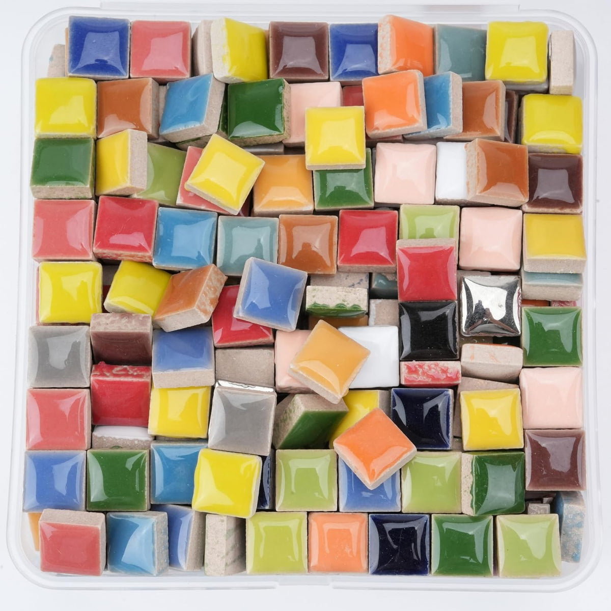 Square Mosaic Tiles for Crafts Bulk, 12mm Mini Ceramic Square Tiles for Mosaic - (300g/200 Pieces), Suitable for Home Decor and Making Art Projects - Light Pink