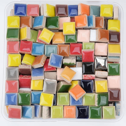 Square Mosaic Tiles for Crafts Bulk, 12mm Mini Ceramic Square Tiles for Mosaic - (300g/200 Pieces), Suitable for Home Decor and Making Art Projects - Light Pink