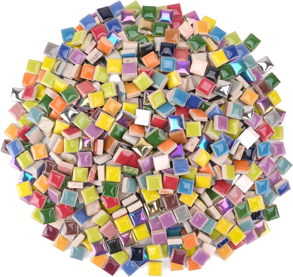 Square Mosaic Tiles for Crafts Bulk, 12mm Mini Ceramic Square Tiles for Mosaic - (300g/200 Pieces), Suitable for Home Decor and Making Art Projects - Light Pink