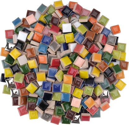 Square Mosaic Tiles for Crafts Bulk, 12mm Mini Ceramic Square Tiles for Mosaic - (300g/200 Pieces), Suitable for Home Decor and Making Art Projects - Light Pink