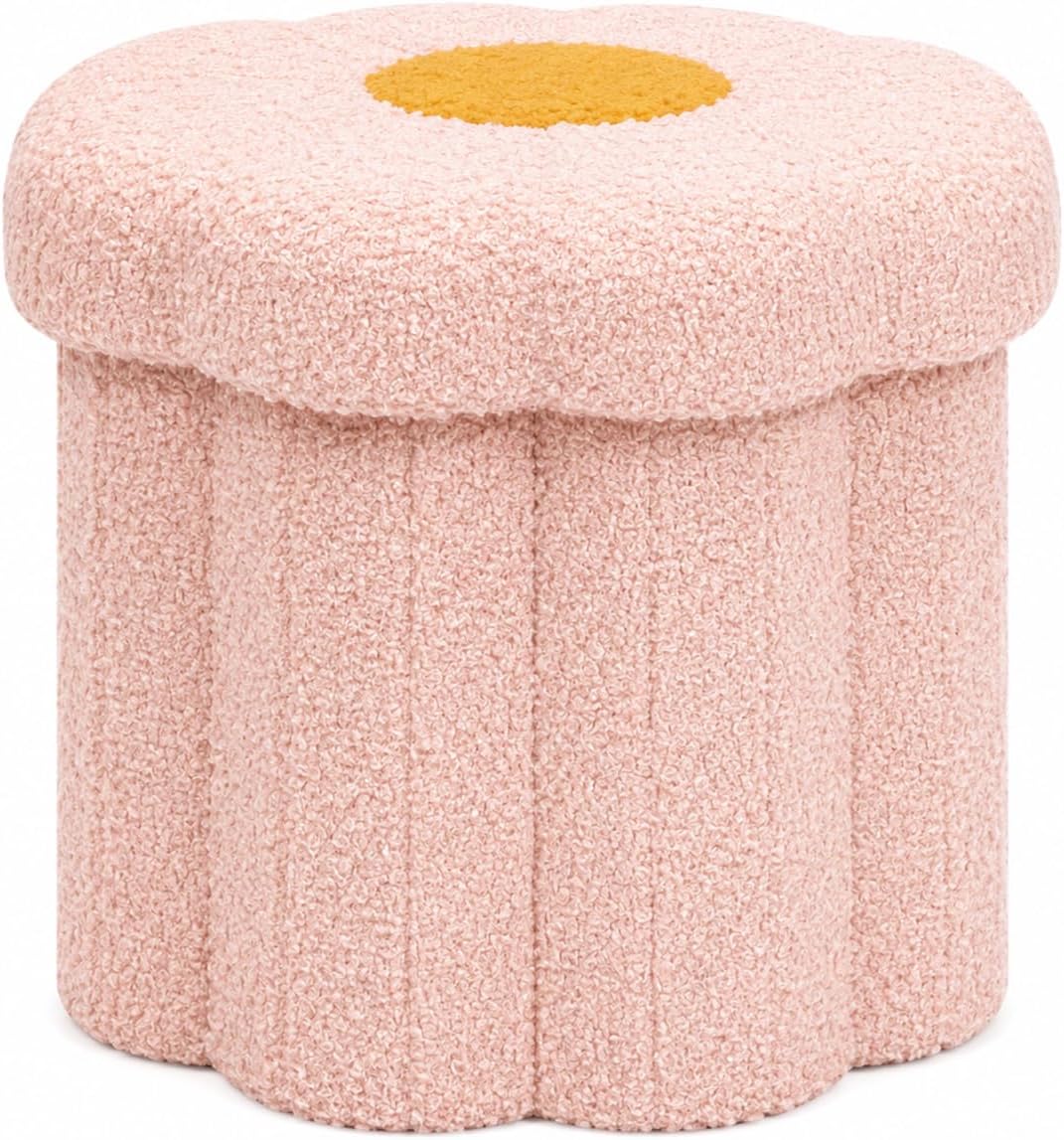 12.6 Inches Flower Storage Ottoman, Small Folding Footstool