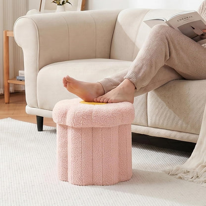 12.6 Inches Flower Storage Ottoman, Small Folding Footstool