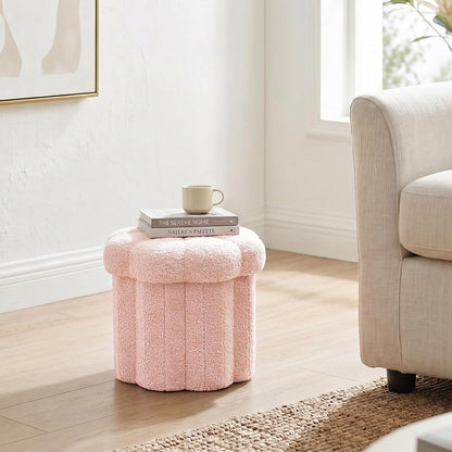 12.6 Inches Flower Storage Ottoman, Small Folding Footstool