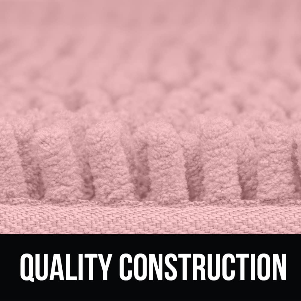Bathroom Rugs, Chenille Soft Absorbent Bath Rug, Shaggy Shower Mat, Quick Dry Machine Wash Bathmat, Plush Carpet Mats for Tub, Bathtub and Room Home Decor Accessories, 30x20, Light Pink