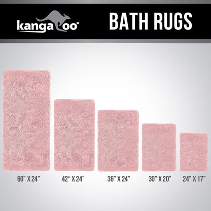 Bathroom Rugs, Chenille Soft Absorbent Bath Rug, Shaggy Shower Mat, Quick Dry Machine Wash Bathmat, Plush Carpet Mats for Tub, Bathtub and Room Home Decor Accessories, 30x20, Light Pink