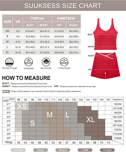 Women 2 Piece Workout Sets Built in Bra Yoga Tank Top High Waisted Tummy Control Biker Shorts