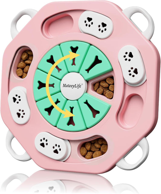 MateeyLife Dog Puzzle Toy for Smart Dogs, Mental Stimulation Dog Enrichment Toys, Treat Dispensing Dog Toys to Keep Them Busy for Small and Medium Dogs, IQ Training Puzzle Feeder, Level-1 (Pink)
