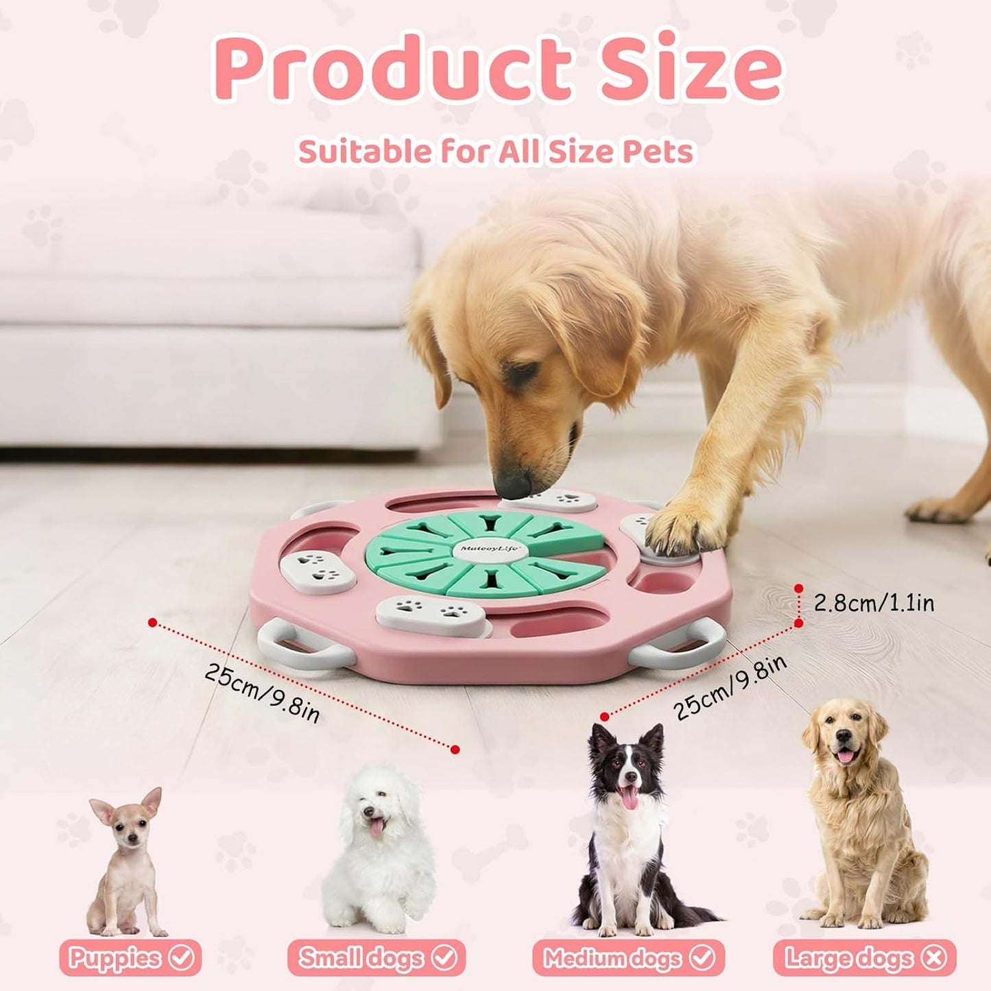 MateeyLife Dog Puzzle Toy for Smart Dogs, Mental Stimulation Dog Enrichment Toys, Treat Dispensing Dog Toys to Keep Them Busy for Small and Medium Dogs, IQ Training Puzzle Feeder, Level-1 (Pink)