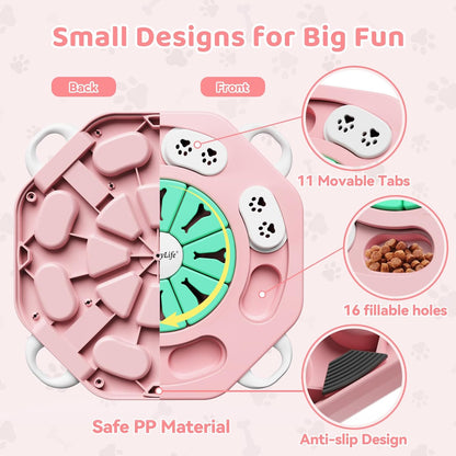 MateeyLife Dog Puzzle Toy for Smart Dogs, Mental Stimulation Dog Enrichment Toys, Treat Dispensing Dog Toys to Keep Them Busy for Small and Medium Dogs, IQ Training Puzzle Feeder, Level-1 (Pink)