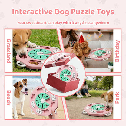 MateeyLife Dog Puzzle Toy for Smart Dogs, Mental Stimulation Dog Enrichment Toys, Treat Dispensing Dog Toys to Keep Them Busy for Small and Medium Dogs, IQ Training Puzzle Feeder, Level-1 (Pink)