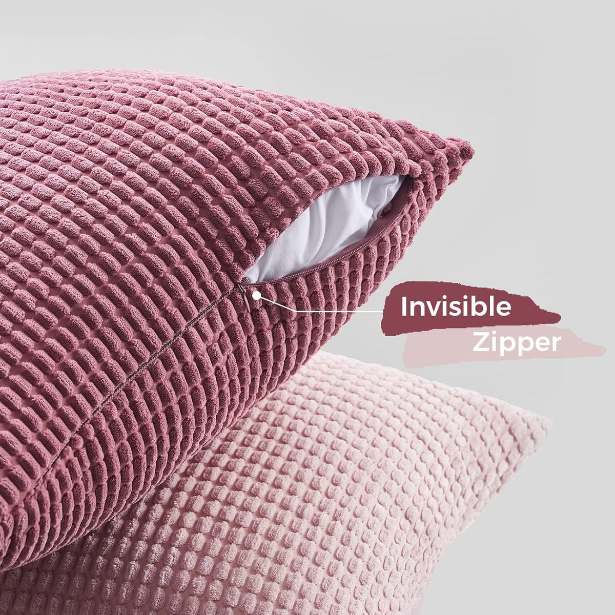 4 Packs Pink Decorative Throw Pillow Covers 16x16 Inch for Living Room Couch Bed Sofa, Boho Western Farmhouse Home Decor, Square Soft Moss Corduroy Fall Cushion Case 40x40 cm