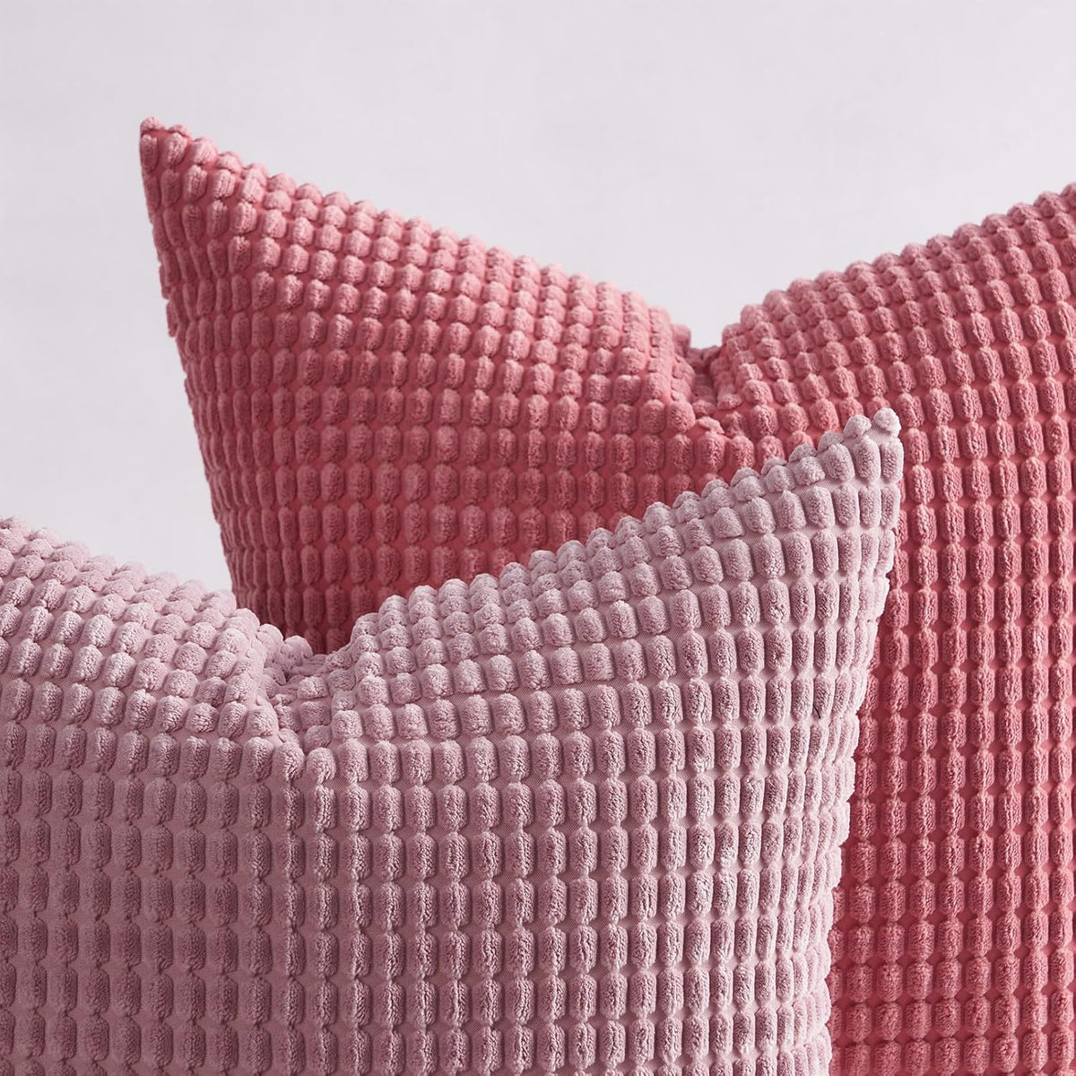 4 Packs Pink Decorative Throw Pillow Covers 16x16 Inch for Living Room Couch Bed Sofa, Boho Western Farmhouse Home Decor, Square Soft Moss Corduroy Fall Cushion Case 40x40 cm