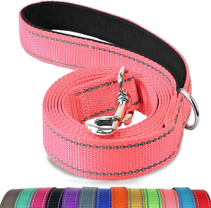 Reflective Dog Leash for Small Dogs, 6 FT x 3/4", Neon Pink