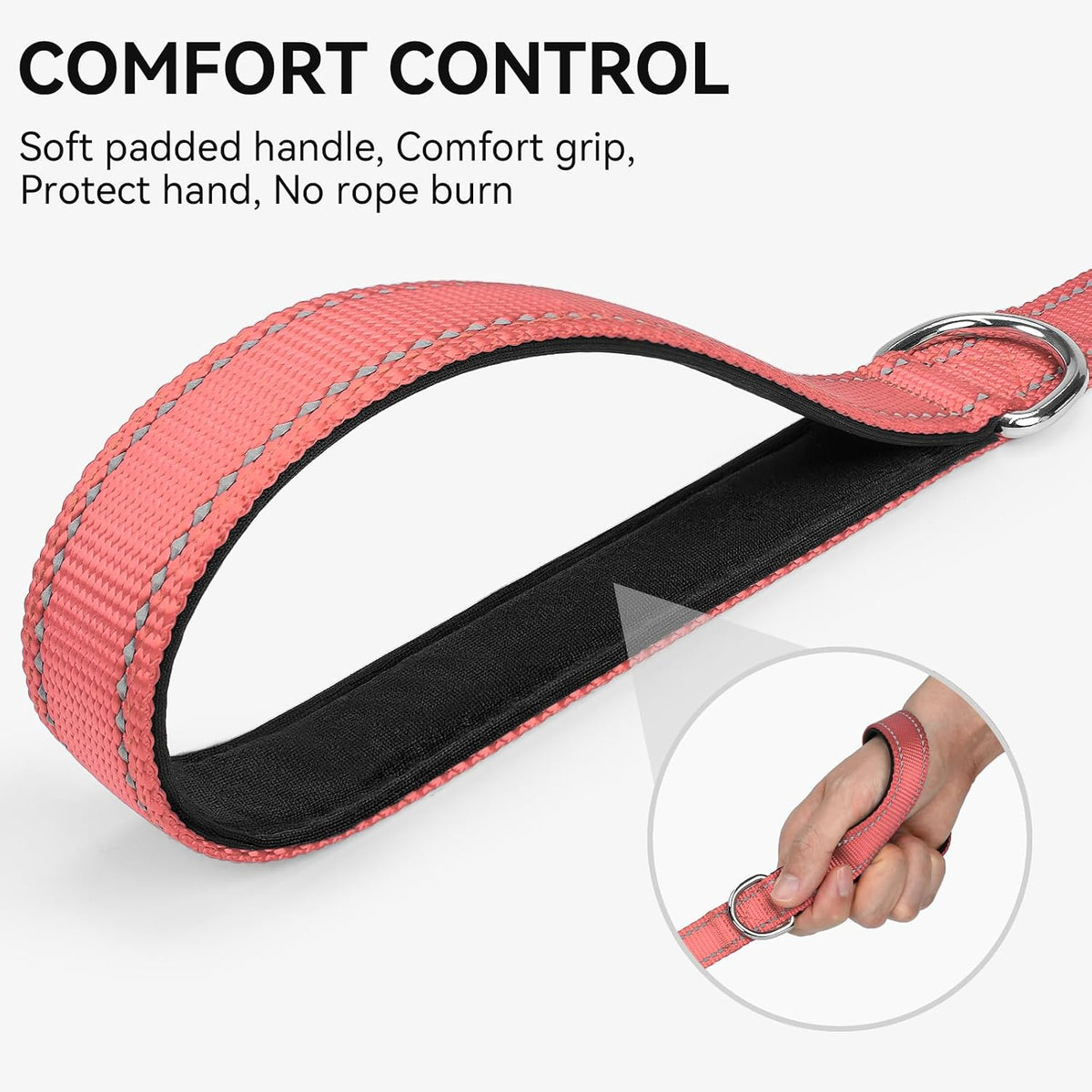 Reflective Dog Leash for Small Dogs, 6 FT x 3/4", Neon Pink