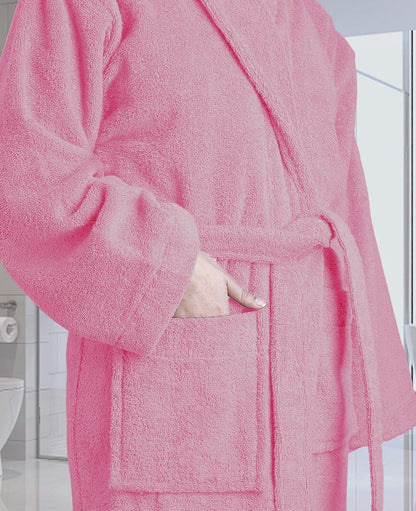 100% Cotton Shawl Collar Bathrobe for Women & Men – Terry Cloth, Lightweight Plush Long Spa & Hotel Luxury Robe