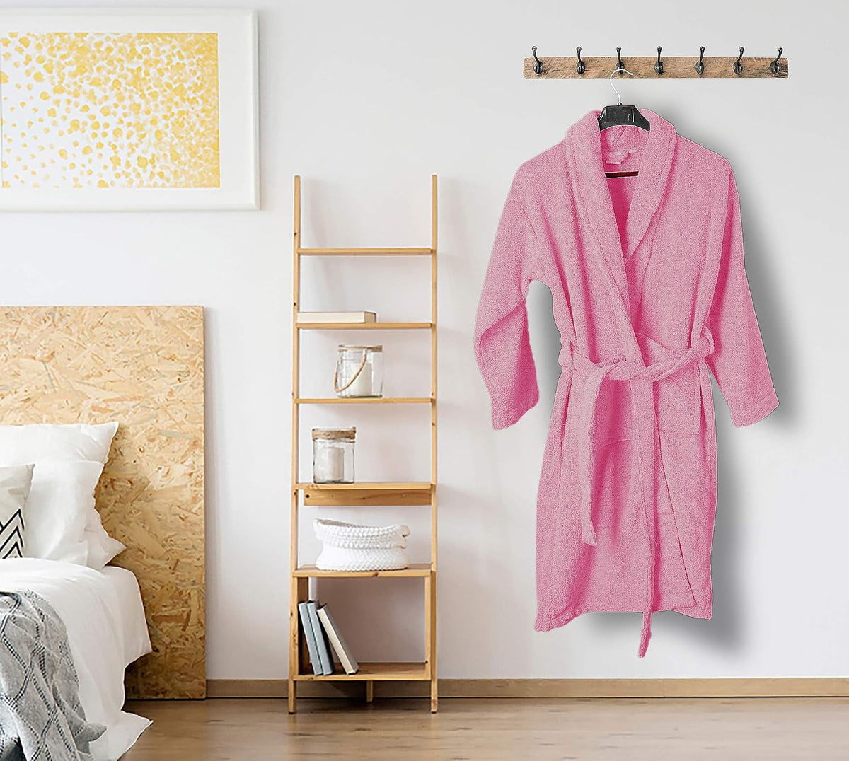 100% Cotton Shawl Collar Bathrobe for Women & Men – Terry Cloth, Lightweight Plush Long Spa & Hotel Luxury Robe