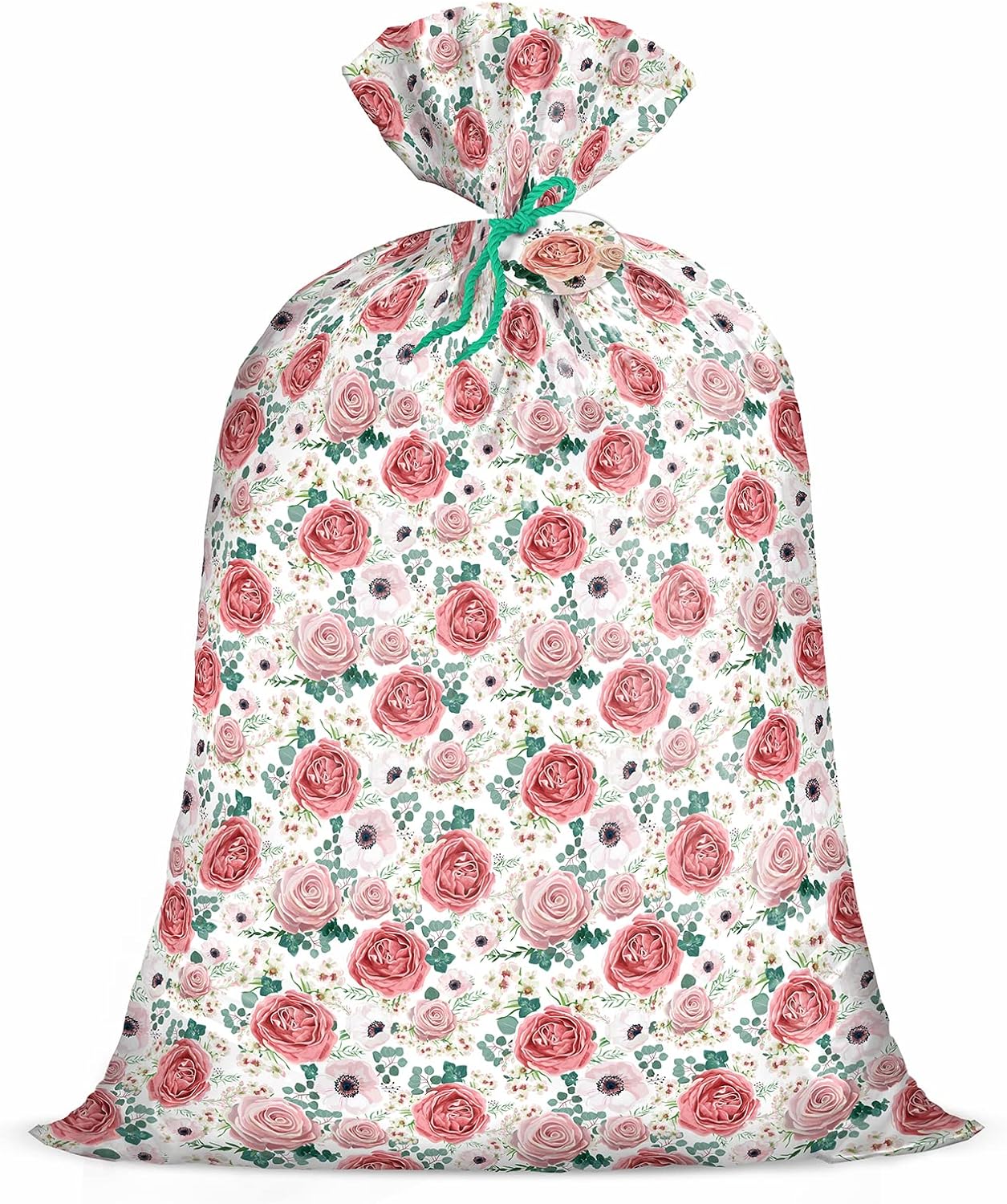 56" Large Plastic Gift Bag - Pink Floral Jumbo Bike Bag Gift Wrap for Birthdays, Mother's Day, Wedding, Baby Shower, Parties, or Any Occasion - 56" H x 36" W