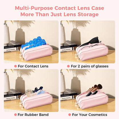 Daily Contact Lens Organizer Case – Waterproof Contact Lens Case for Travel or Home, Portable Contact Case with Clearly Labeled R & L for Disposable Lenses, Holds Up to 60 Disposable Lenses