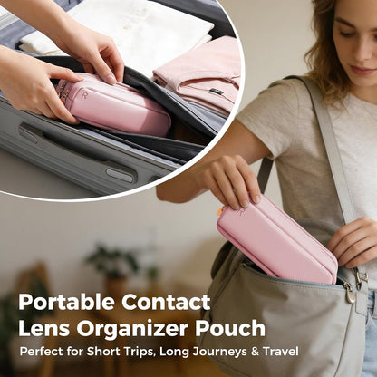 Daily Contact Lens Organizer Case – Waterproof Contact Lens Case for Travel or Home, Portable Contact Case with Clearly Labeled R & L for Disposable Lenses, Holds Up to 60 Disposable Lenses