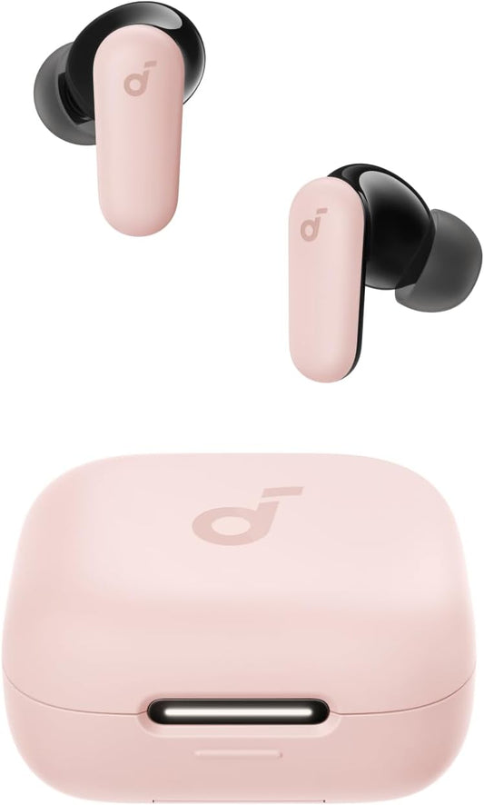 Soundcore P30i by Anker Noise Cancelling Earbuds, Strong and Smart Noise Cancelling, Powerful Bass, 45H Playtime, 2-in-1 Case and Phone Stand, IP54, Wireless Earbuds, Bluetooth 5.4 (Pink) (Renewed)