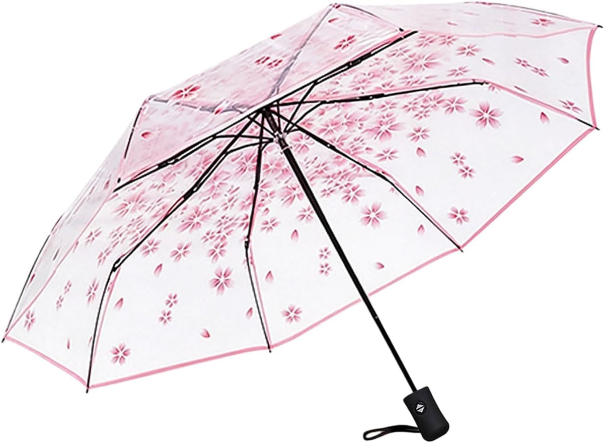Clear Folding Umbrella, Windproof Compact Travel Umbrella