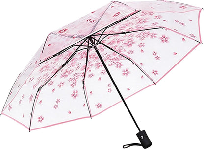 Clear Folding Umbrella, Windproof Compact Travel Umbrella