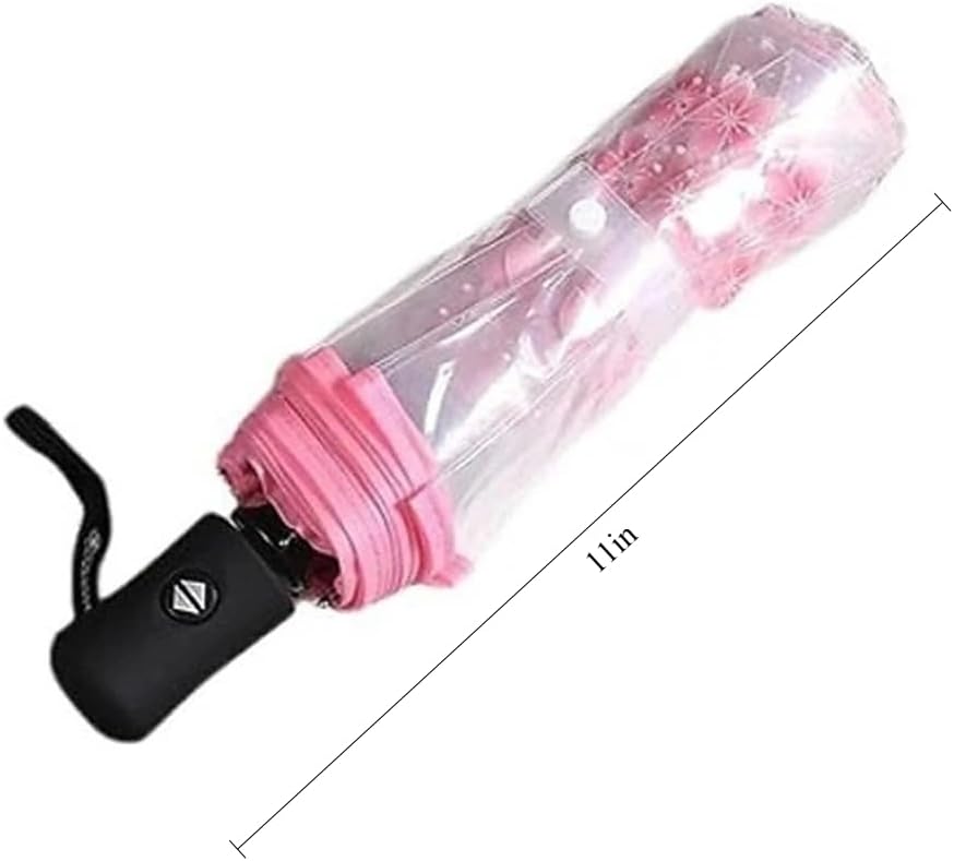 Clear Folding Umbrella, Windproof Compact Travel Umbrella
