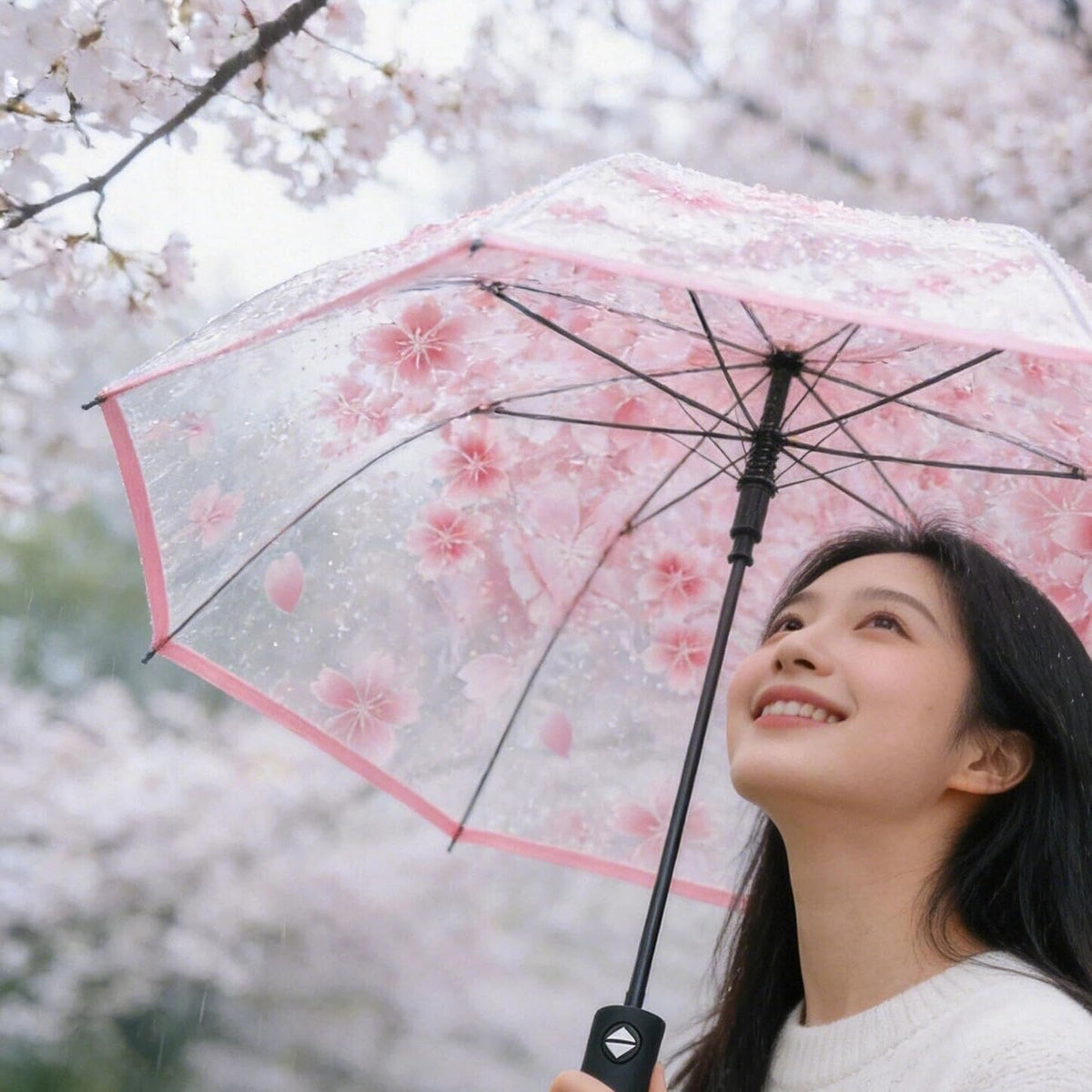 Clear Folding Umbrella, Windproof Compact Travel Umbrella